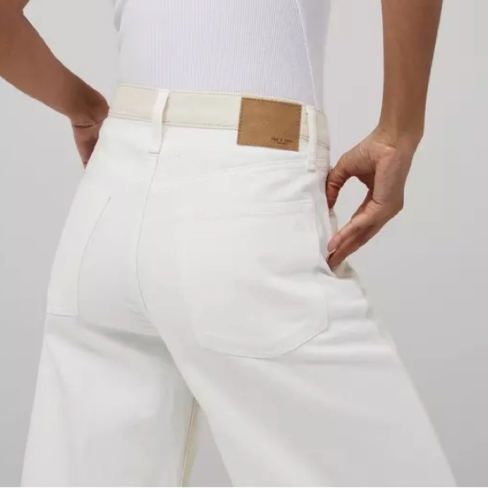 RAG & BONE Sofie Two Tone Frayed Wide Leg Jeans in Double Ecru - Picture 7 of 17